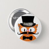 Señor Gato™ Schnurrbart Oberhut und Fliege Katze Button (Vorne & Hinten)