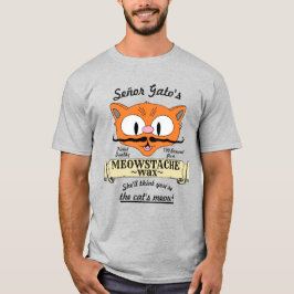 Señor Gato's MEOWSTACHE WAX Handlebar Mustache Pun T-Shirt