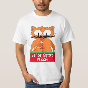 Señor Gato's Pizza Cartoon Schnurrbart Katze Lusti T-Shirt