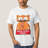Señor Gato's Pizza Handlebar Mustache Cat T-Shirt (Vorderseite)