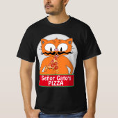Señor Gato's Pizza Handlebar Mustache Cat T-Shirt (Vorderseite)