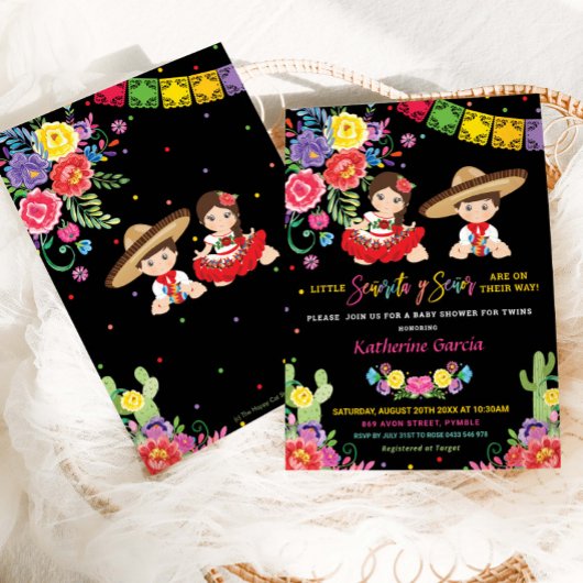 Senor Twins Baby Dusche Einladung