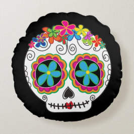 Señorita Calavera Tag des Toten Zuckerschädels Rundes Kissen