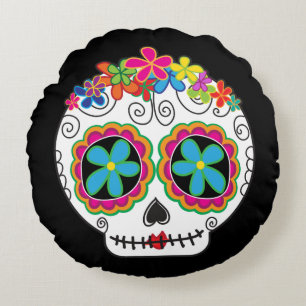 Señorita Calavera Tag des Toten Zuckerschädels Rundes Kissen