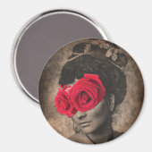 Senorita mit Rose Covered Eyes Magnet (Vorderseite/Rückseite)