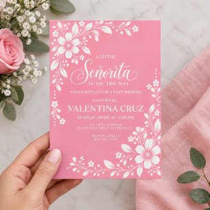 Señorita Pink Mexican Fiesta Mädchen Baby Shower Einladung