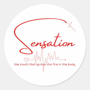 Sensation Pulse Herzlinie Runder Aufkleber