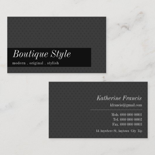 SENSATIONAL DESIGNER simple polka dot grau schwarz Visitenkarte (Vorne/Hinten)