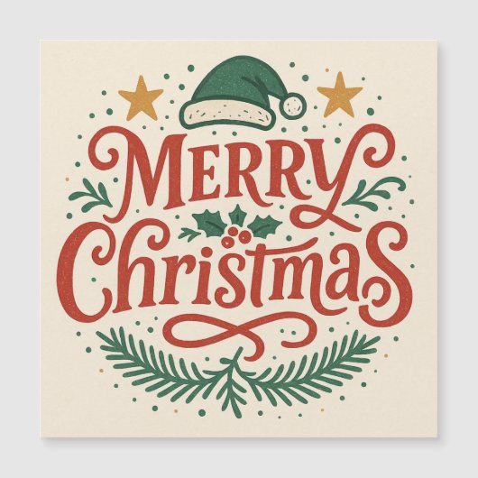 Sensational Merry Christmas typography card Magnetkarte (Vorderseite)