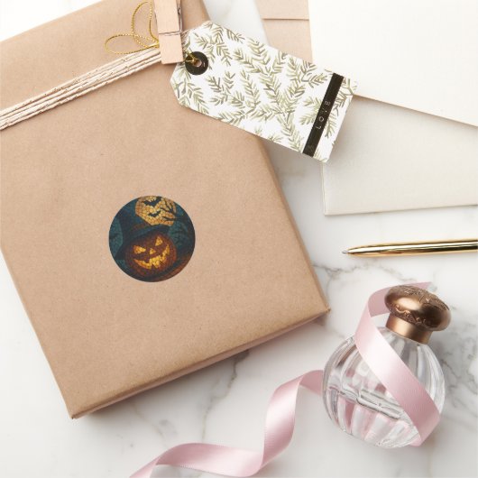 Sensational Mosaic Pumpkin Halloween Runder Aufkleber (Schenken)