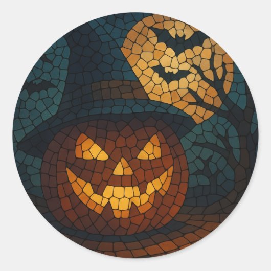 Sensational Mosaic Pumpkin Halloween Runder Aufkleber (Vorderseite)