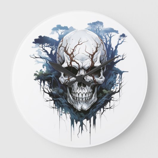 🕰️ 💀 sensationelle Skull Wall Clock 💀 🕰️ Große Wanduhr (Vorderseite)