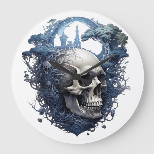 🕰️ 💀 sensationelle Skull Wall Clock 💀 🕰️ Große Wanduhr (Vorderseite)