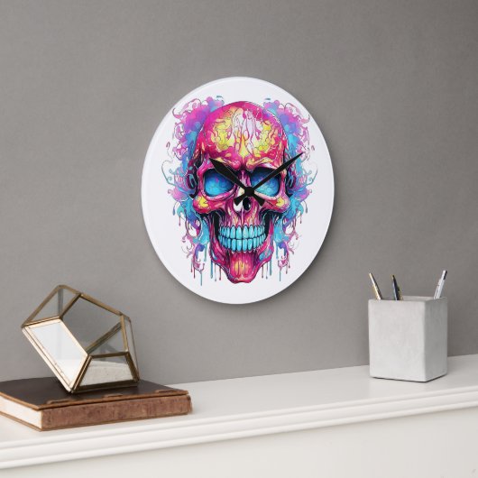 🕰️ 💀 sensationelle Skull Wall Clock 💀 🕰️ Große Wanduhr (Büro)