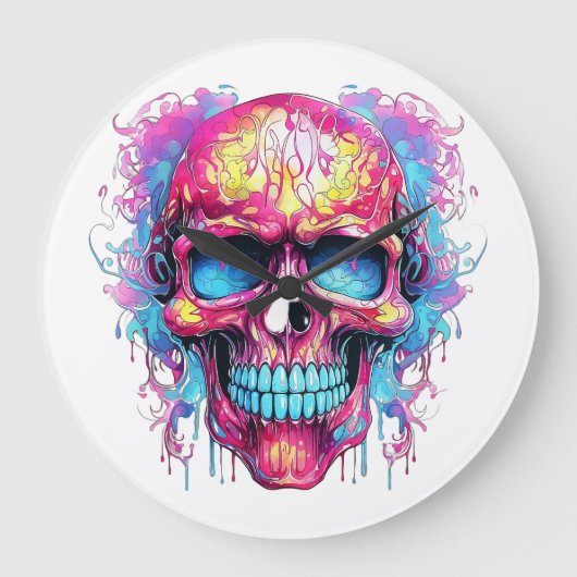🕰️ 💀 sensationelle Skull Wall Clock 💀 🕰️ Große Wanduhr (Vorderseite)