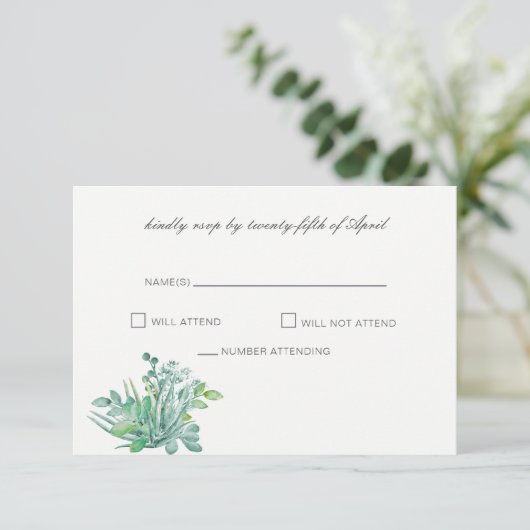 Sensationelle Sukkulationen, die RSVP-Karten hochh RSVP Karte (Stehend Vorderseite)