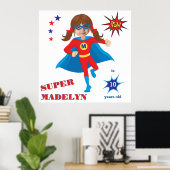 Sensationelles Mädchen Superhero Geburtstag Fantas Poster (Heimbüro)
