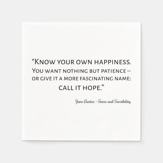 Sense And Sensibility Quote I Serviette (Vorderseite)