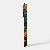 Sense Of Sight Teal And Gold Fractal Abstract Art, iPhone Hülle (Linke Seite)