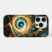 Sense Of Sight Teal And Gold Fractal Abstract Art, iPhone Hülle (Rückseite (Horizontal))