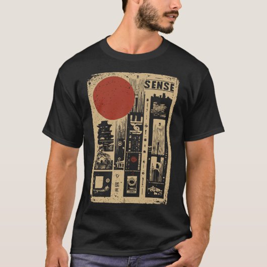 SENSE Urban Japanischer Stadtplan | Retro Grunge T-Shirt (Vorderseite)