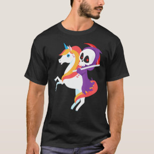 Sensenmann auf Einhorn Süßes Skelett Halloween T-Shirt