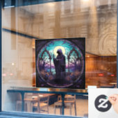 Sensenmann aus festem Glas Fensteraufkleber (Café-Fenster)