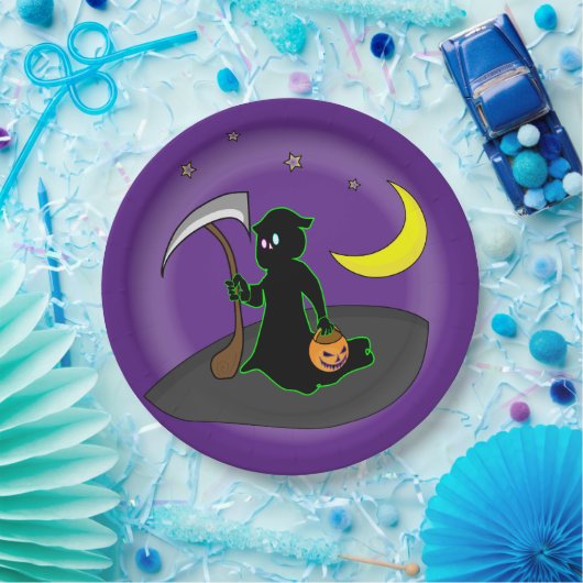 Sensenmann, Ax, MondHalloween-Papierfächer, Teller (Party)