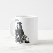 Sensenmann beim Gärtnern von Blumen Kaffeetasse (Vorderseite Links)