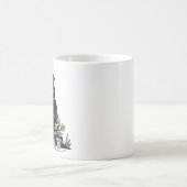 Sensenmann beim Gärtnern von Blumen Kaffeetasse (Mittel)