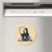 Sensenmann beim Gärtnern von Blumen Magnet (In Situ (Geschirrspüler))
