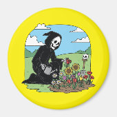 Sensenmann bewässert Blumen Magnet (Vorne)
