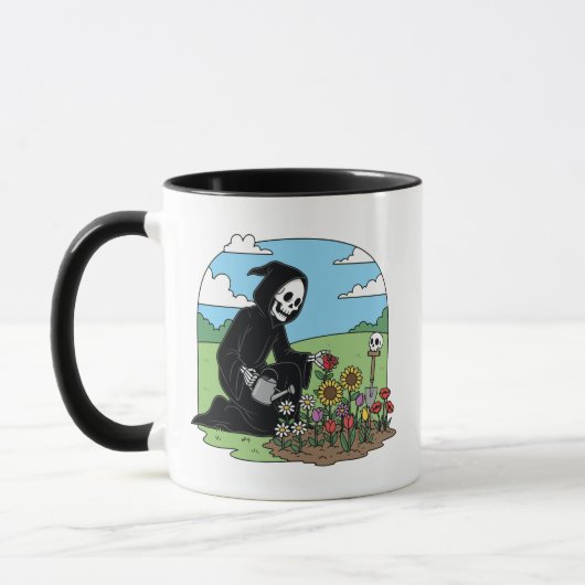 Sensenmann bewässert Blumen Tasse (Links)
