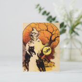 Sensenmann Black Cat (Vintage Halloween-Karte) Postkarte (Stehend Vorderseite)