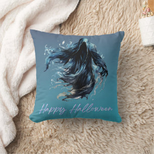 Sensenmann Blau und Schwarz Frohes Halloween Kissen