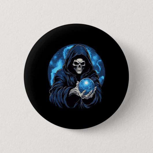 Sensenmann Death Skeleton Halloween Button (Vorderseite)