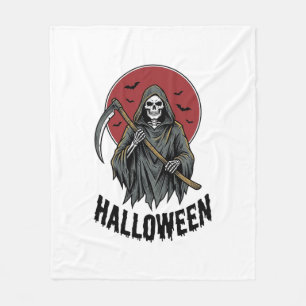 Sensenmann Halloween Vintage Gravur Kunst_1 Fleecedecke