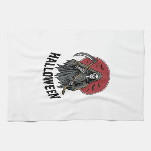 Sensenmann Halloween Vintage Gravur Kunst_1 Geschirrtuch