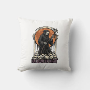 Sensenmann Halloween Vintage Gravur Weißes T-Shirt Kissen
