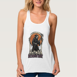 Sensenmann Halloween Vintage Gravur Weißes T-Shirt Tank Top