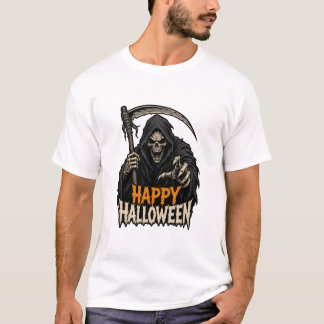 Sensenmann Happy Halloween Gruseliger Horror Grafi T-Shirt
