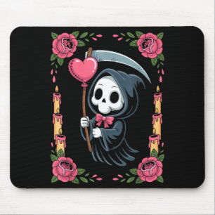 Sensenmann-Herz-Ballon-Rose-Kerze Gruselig Goth Mousepad