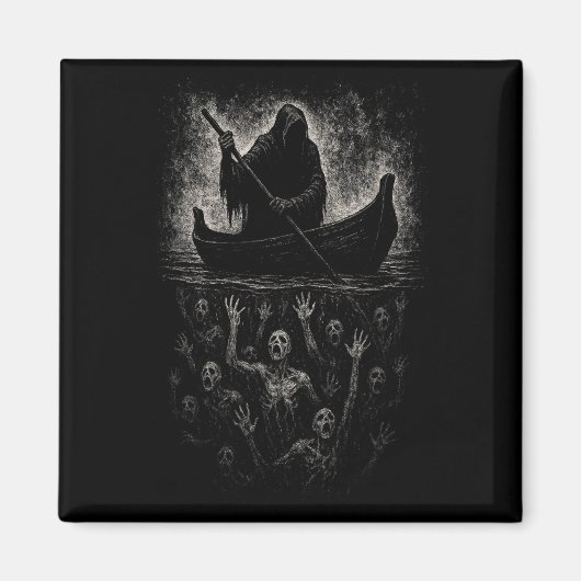 Sensenmann Horror Goth Charon Hades Underworld Myt Magnet (Vorne)