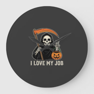Sensenmann Ich Liebe Meinen Job Halloween-Design Große Wanduhr