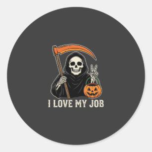 Sensenmann Ich Liebe Meinen Job Halloween-Design Runder Aufkleber