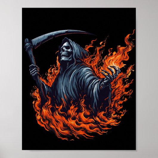 Sensenmann in Flammen Poster (Vorne)