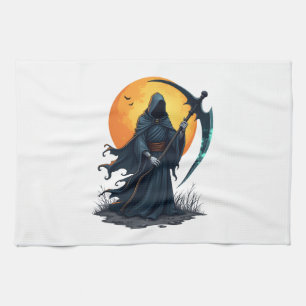 Sensenmann mit Sense � Gruseliges Halloween-Shirt Geschirrtuch