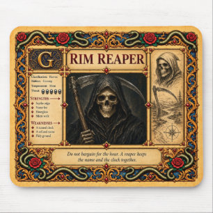 Sensenmann, mittelalterliche Bestiarien-Kunst Mousepad