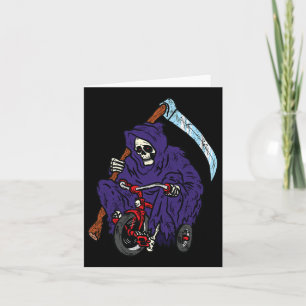 Sensenmann Reiten Fahrrad Halloween Spooky Skeleto Karte