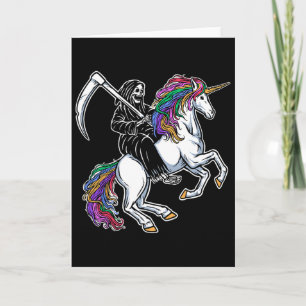 Sensenmann reitet auf einem Einhorn Regenbogen Ske Karte